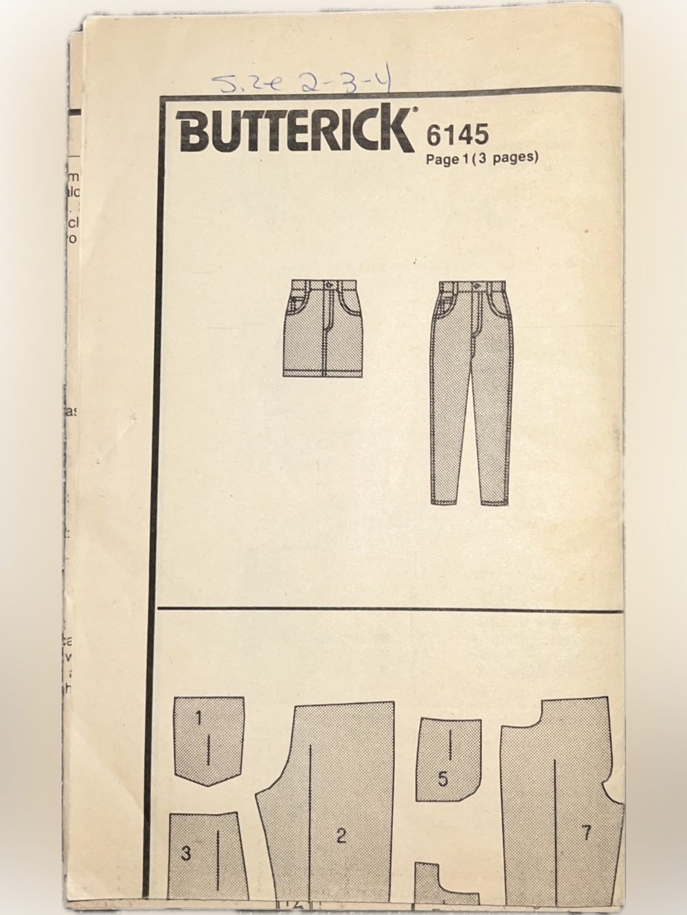 🍄Vintage New Butterick 6145 Uncut Pattern Shorts Pants Handmade Child 2 3 4
